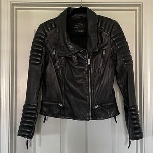 All Saints Quilted Leather Biker Jacket